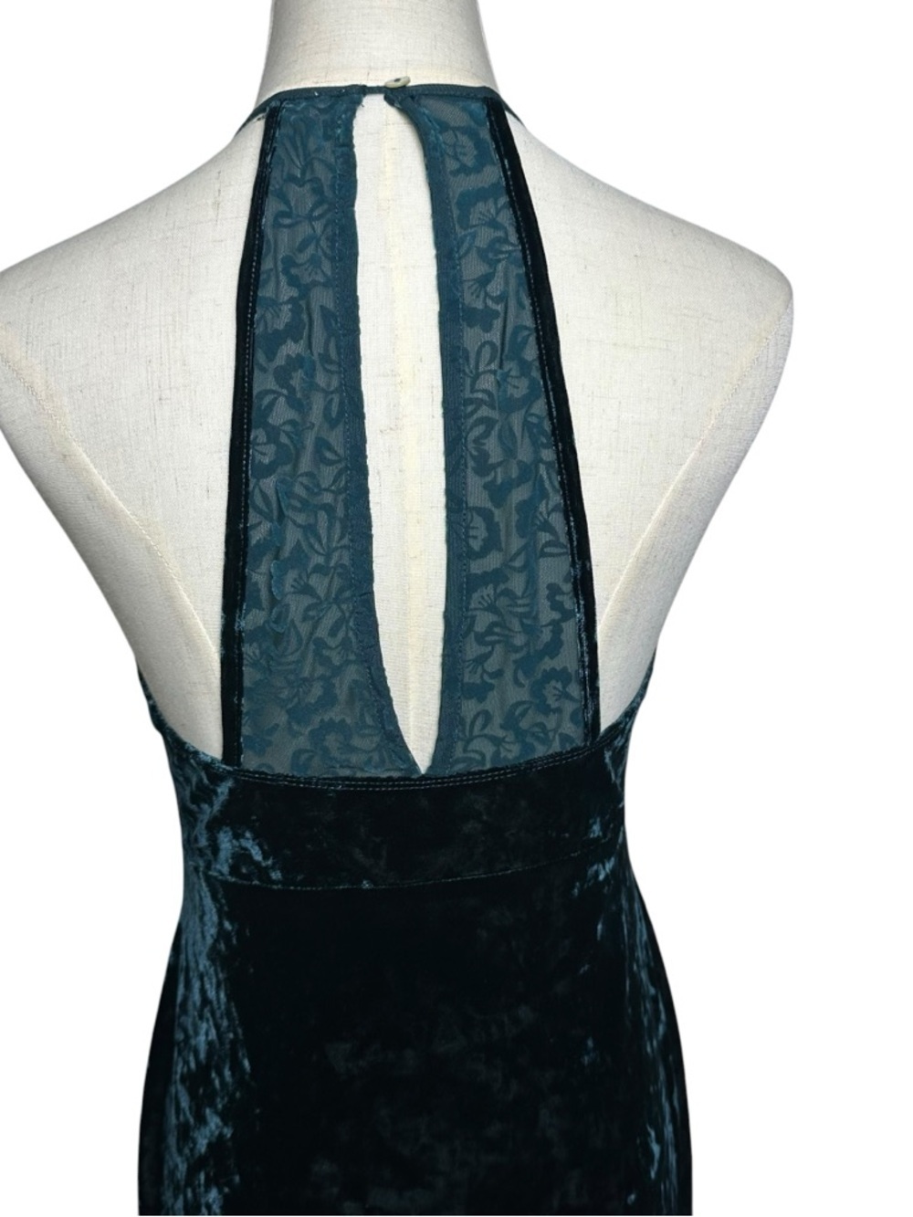 Intimately Free People Medium Velvet Lace Sleeveless Mini Dress Emerald Green - Picture 8 of 11